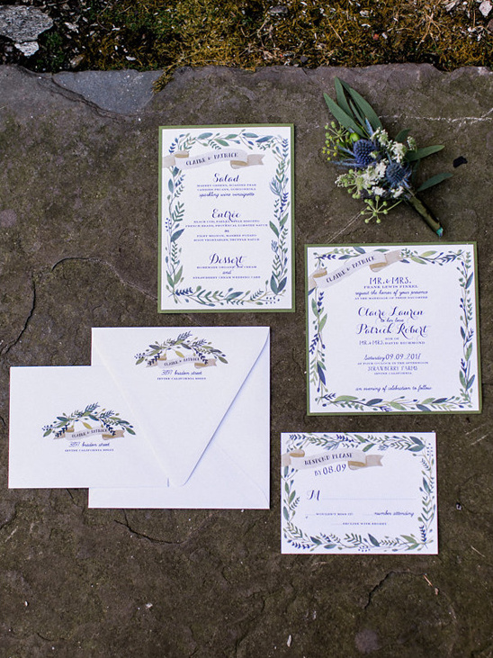 floral border wedding stationery by Mary Harris Events