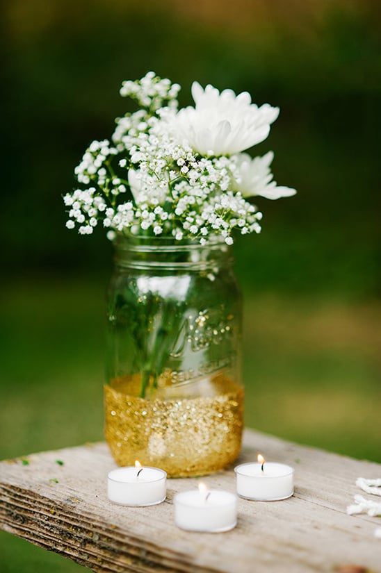 gold glitter mason jar flower vase