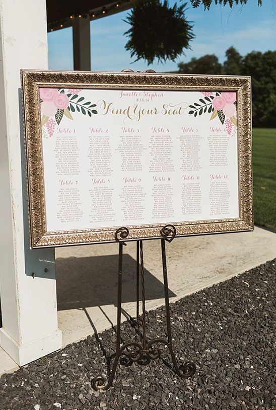 framed seating sign