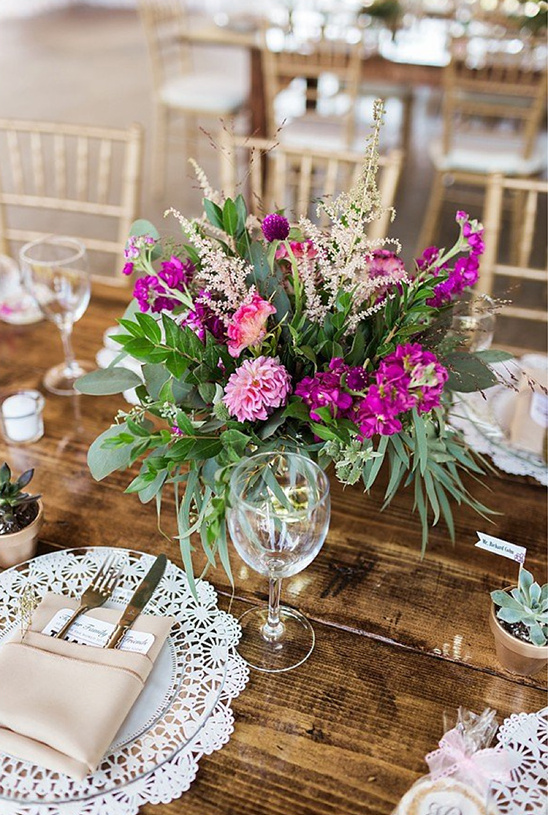 pink and green wedding centerpiece