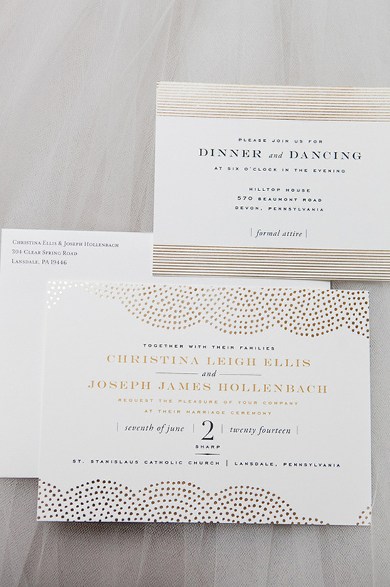 gold foil pattern wedding stationery
