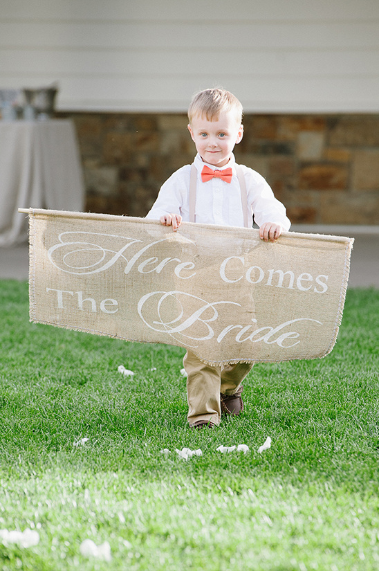 burlap here comes the bride sign