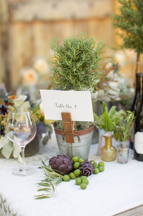 rosemary planter with table number