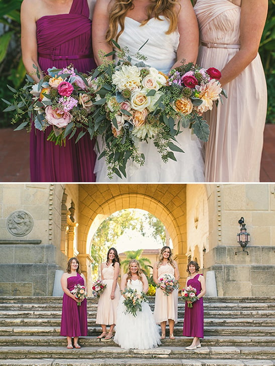 purple and blush bridesmaid dresses