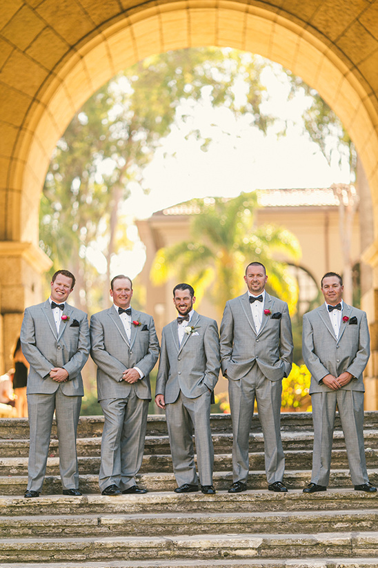grey tuxedo suits with black bow ties