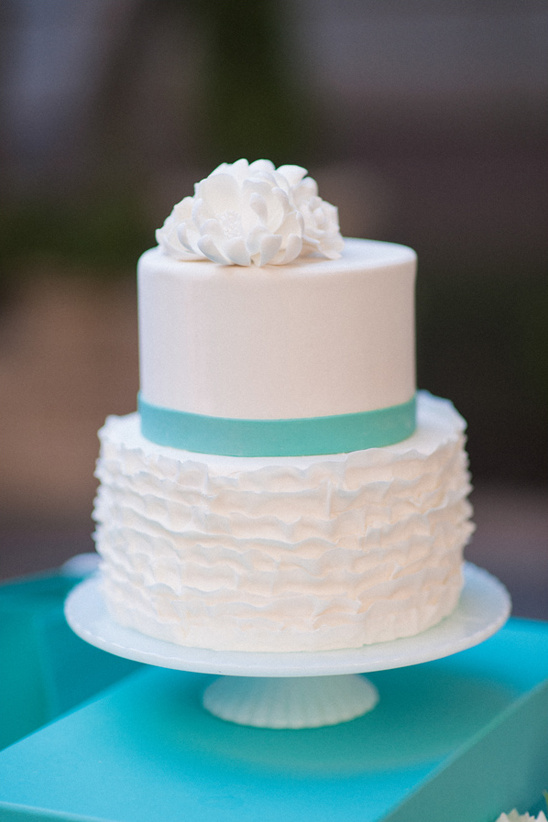 Tiffany blue and ruffled wedding cake