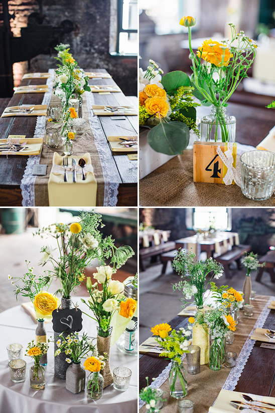 burlap and lace table decor