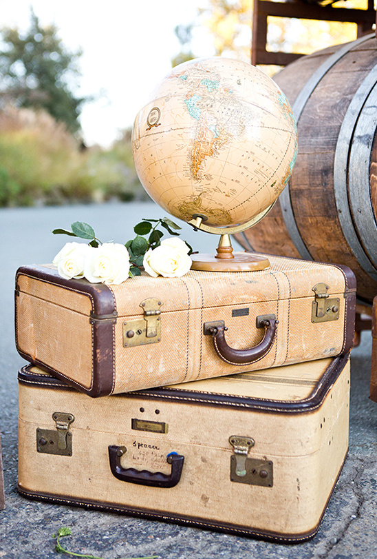 suitcases and globe decor