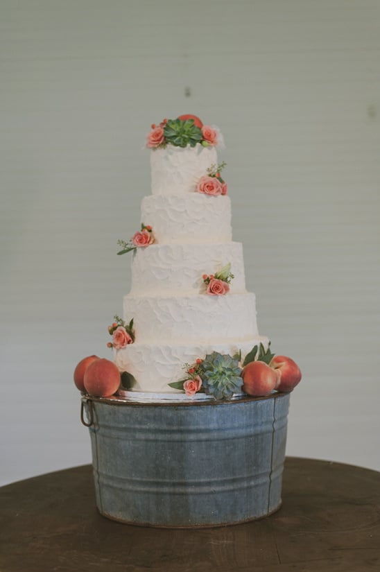 peach succulent and rose accented cake