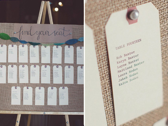Rustic burlap wedding seating chart find your seat