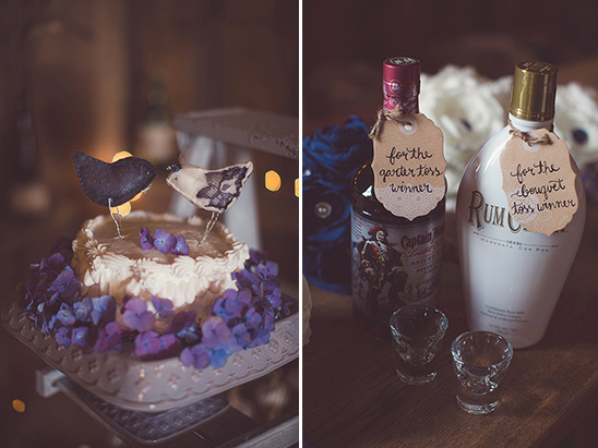 Wedding cake bird toppers and wedding toss prizes