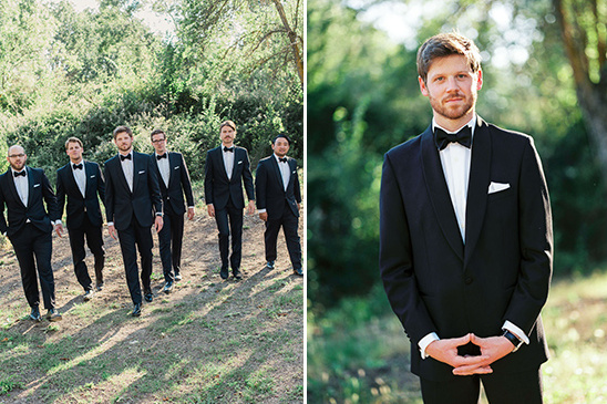 the groom and his men in classic tuxedos