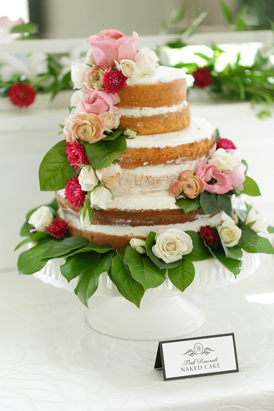 naked cake with floral cascade