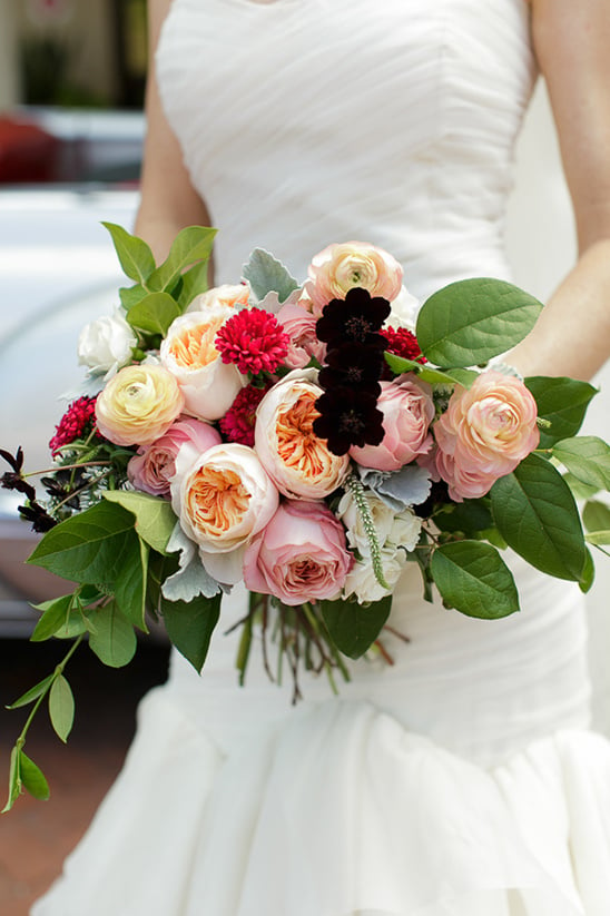 peach and pink wedding bouquet