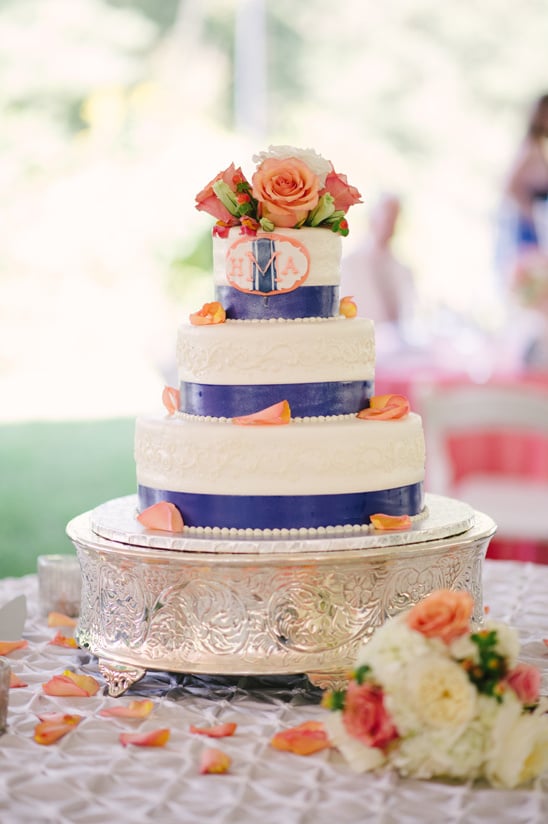 monogramed wedding cake by Charles Street Bakery