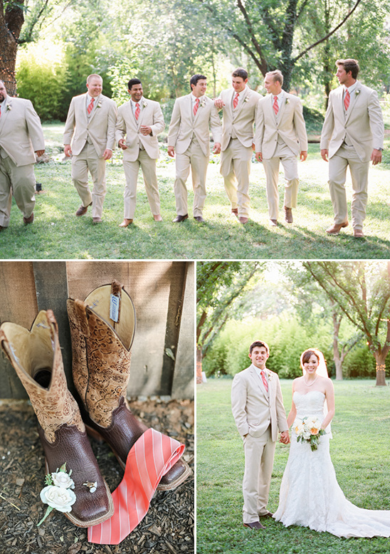 Rustic chic country wedding with groom and groomsmen