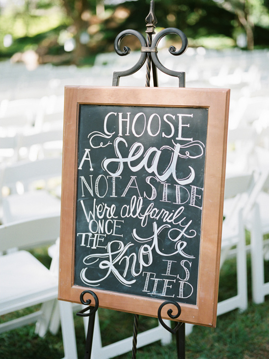 Wedding sign choose a seat not a side family once tied