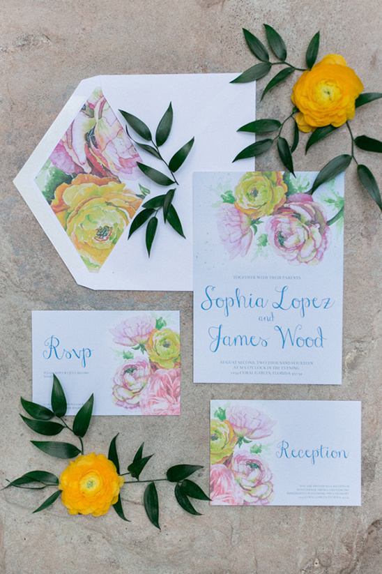 watercolor floral wedding stationery