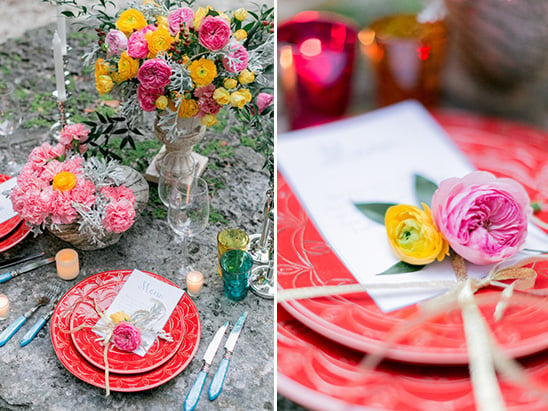 floral filled place settings