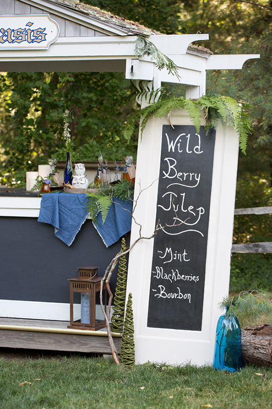 Rustic outdoor bar chalkboard Wild Berry Julep menu
