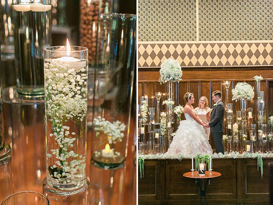 Wedding ceremony with floral and candle decorations