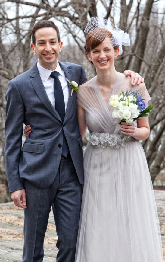Happy bride and groom on their wedding day