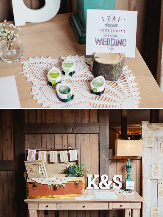 Rustic wedding guest book fingerprint tree supplies