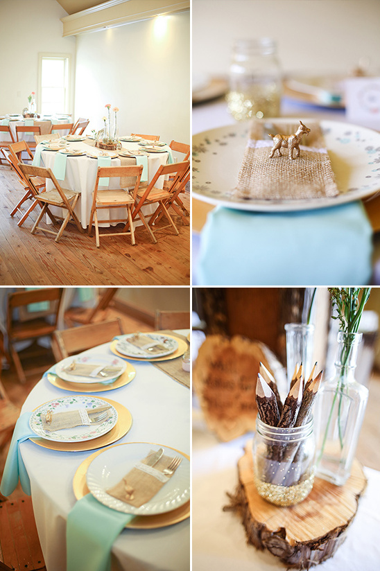 mint and gold rustic glam table decor