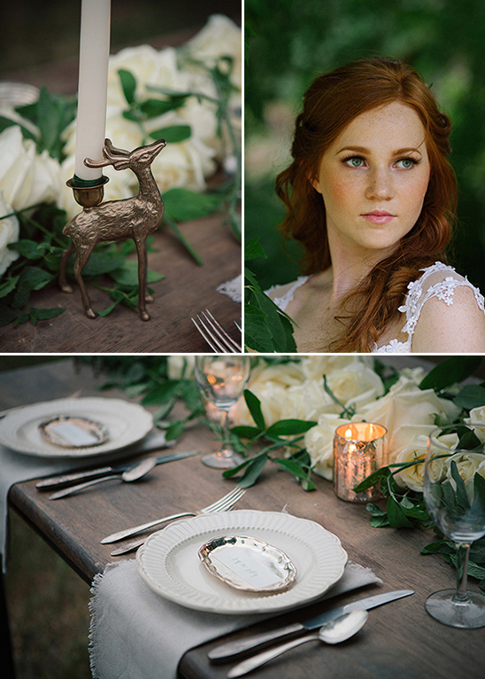 Rustic wedding table decor bride and deer candle holder