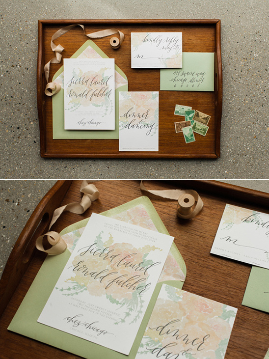 floral print wedding stationery