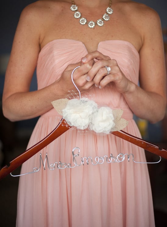 personalized hanger with floral embellishments