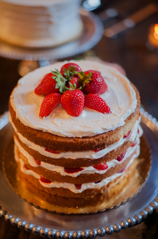 strawberry topped naked cake