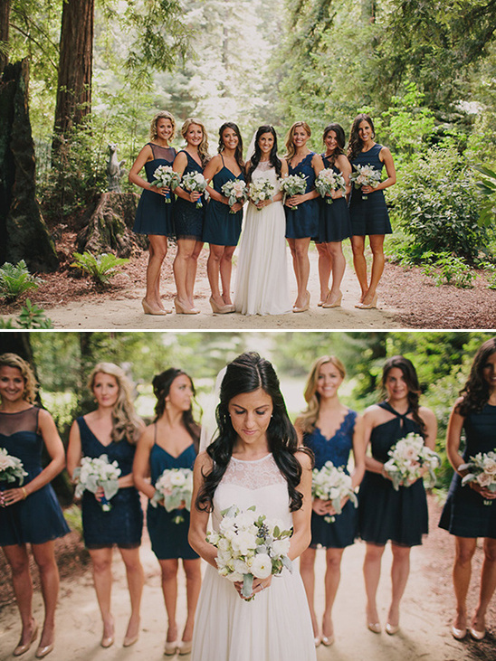 mix and match navy blue bridesmaids