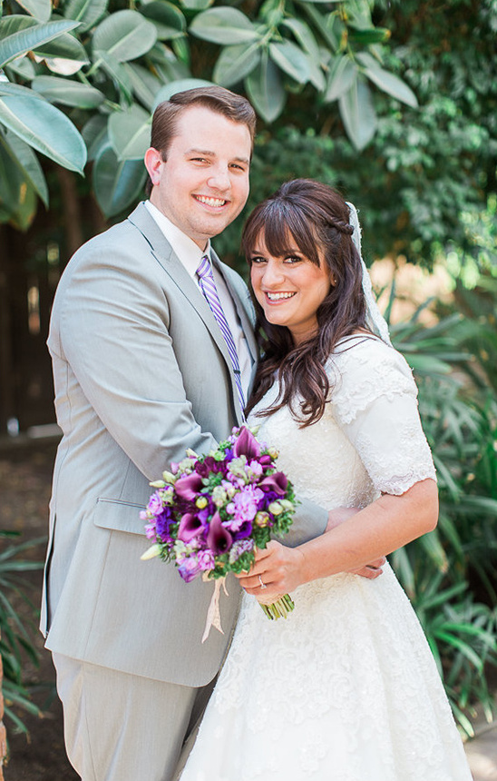 purple bride and groom style