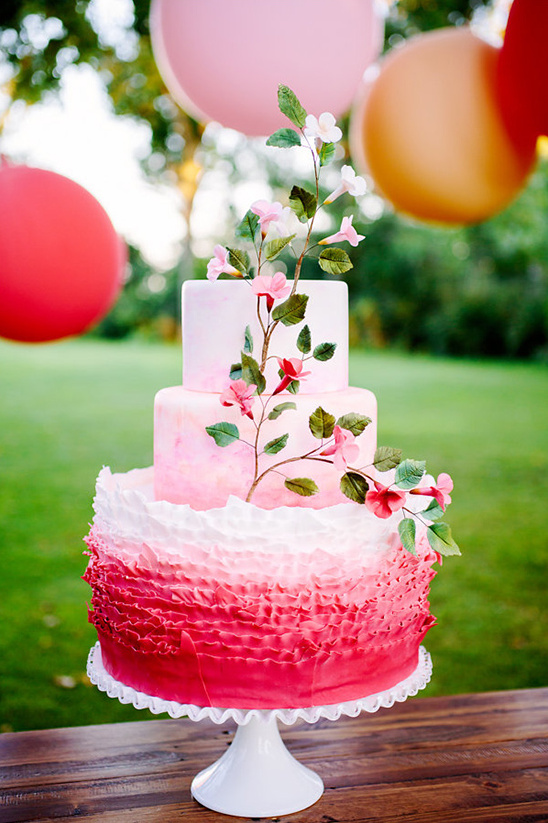 pink ombre wedding cake