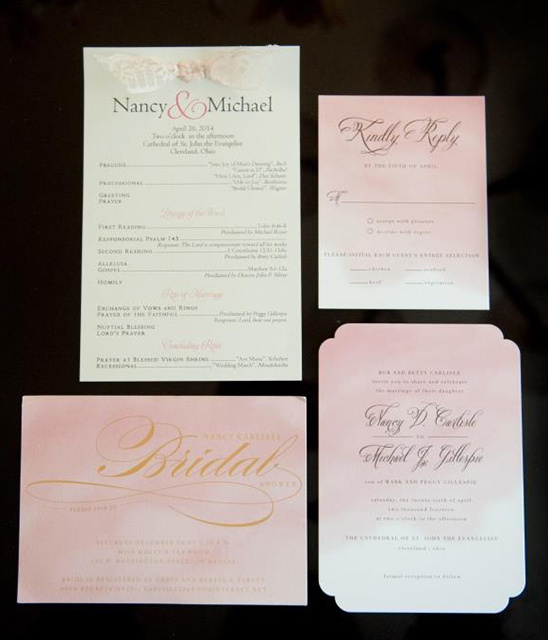 Elegant wedding invitation suite for Nancy and Michael