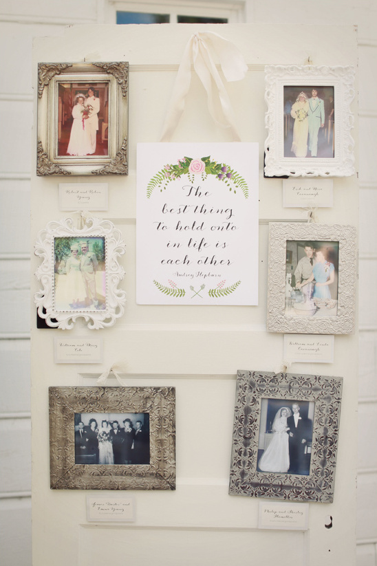 Charming family wedding photo memories door display