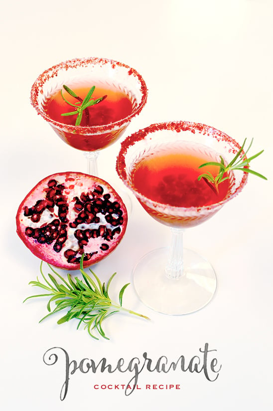Pomegranate Cocktail Recipe With Sugar Glitter Rim
