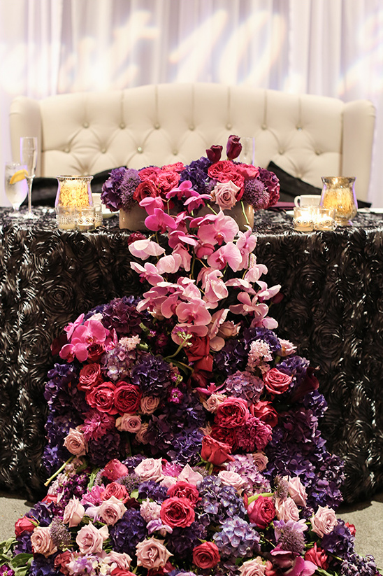 cascading florals sweetheart table