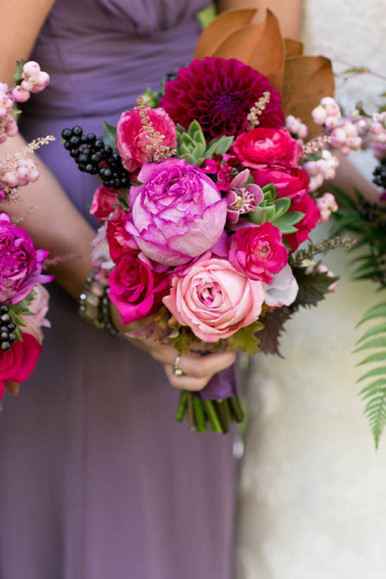 hot pink and burgandy bouquet