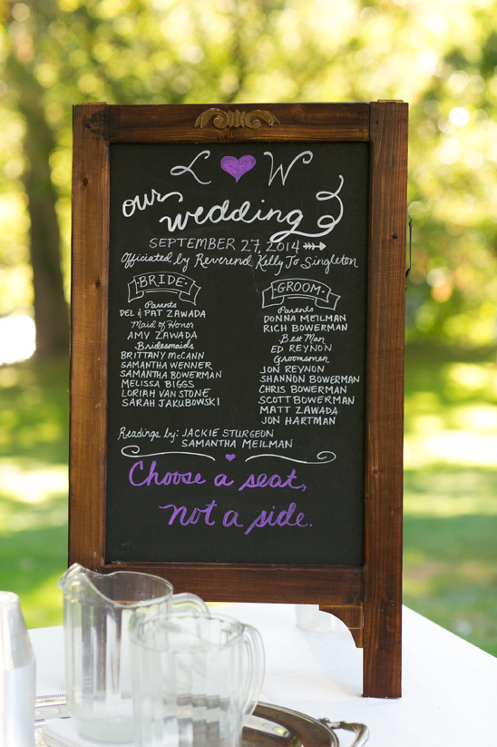 chalkboard sandwich board wedding program