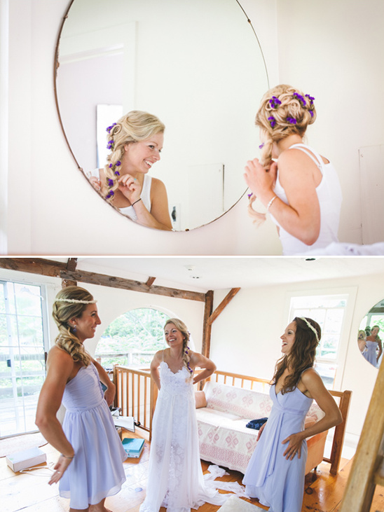 Bride and bridesmaids share pre wedding joy indoors