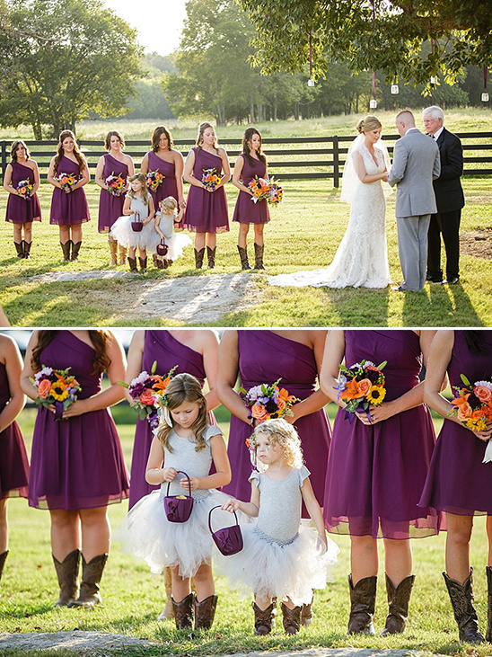 bridal party in purple