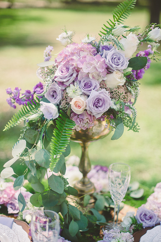 purple and gold wedding flowers