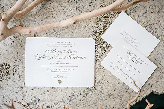 Elegant wedding invitation card for Allison and Zachary Hartman wedding