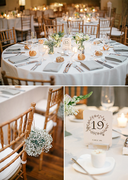 flower framed table number and babys breath seat decor
