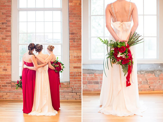 red bridesmaids gowns
