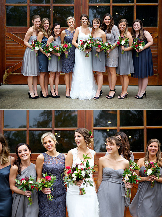 different styles of gray bridesmaid dresses