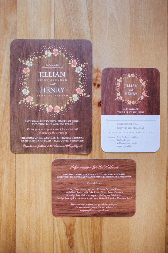 wooden themed wedding stationery