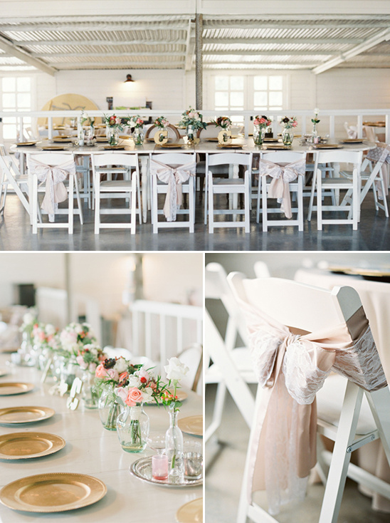 Elegant wedding reception with floral decor and chair bows
